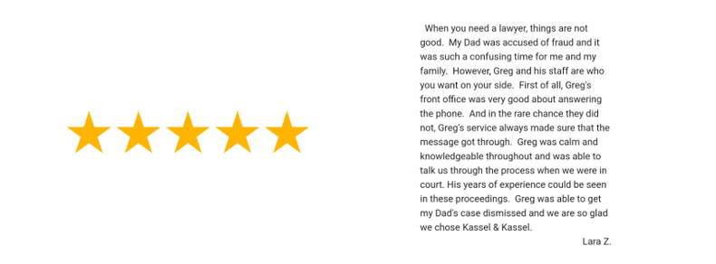 5 star review for fraud accusations, defended in court by Attorney Gregory Kassel and case was dismissed.