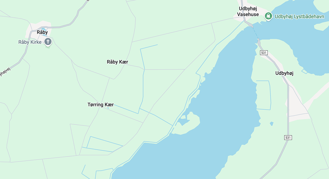 kort over området ved Råby Tørringe