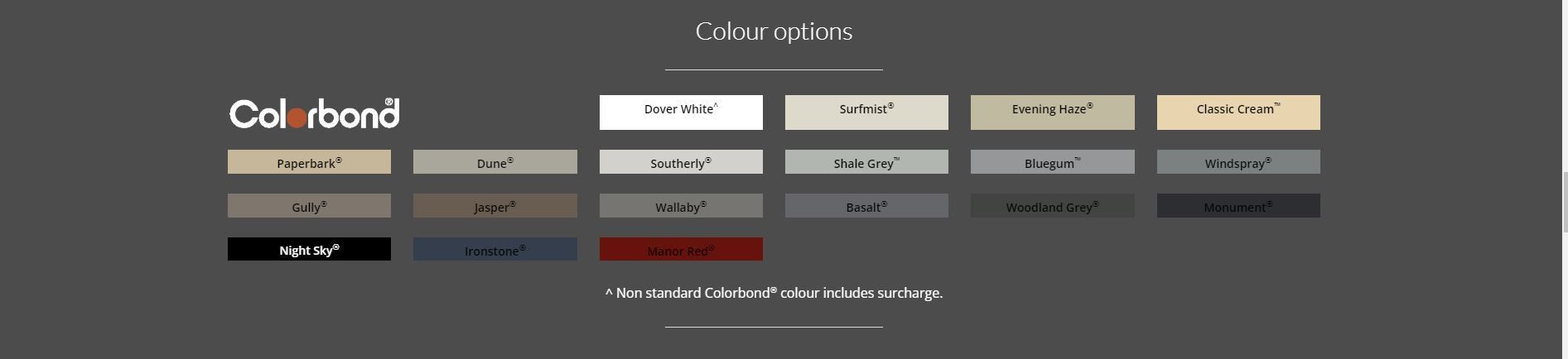 garage door colour options Adelaide