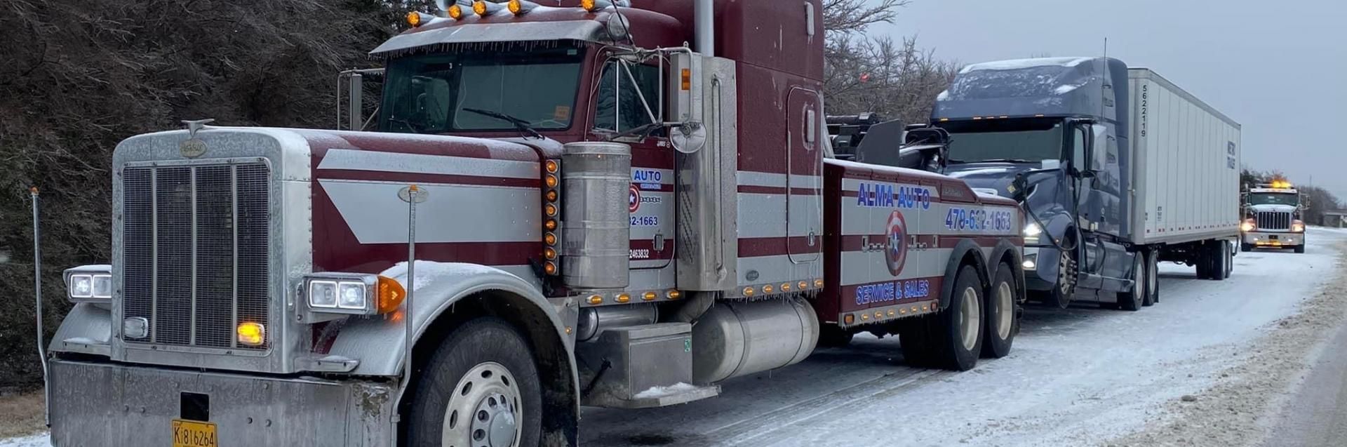 tow truck in the snow