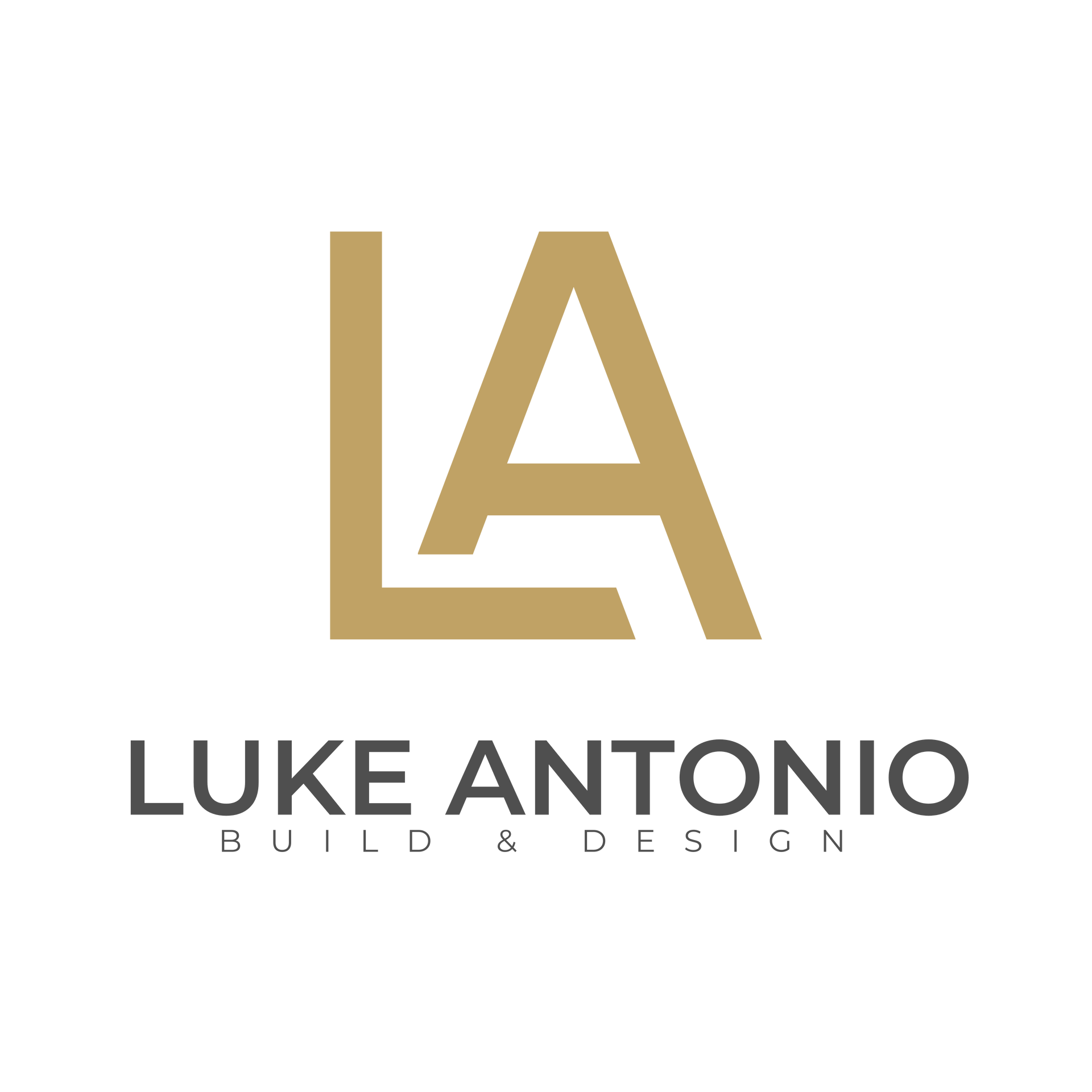 Logo for Luke Antonio Build & Design. Gold 