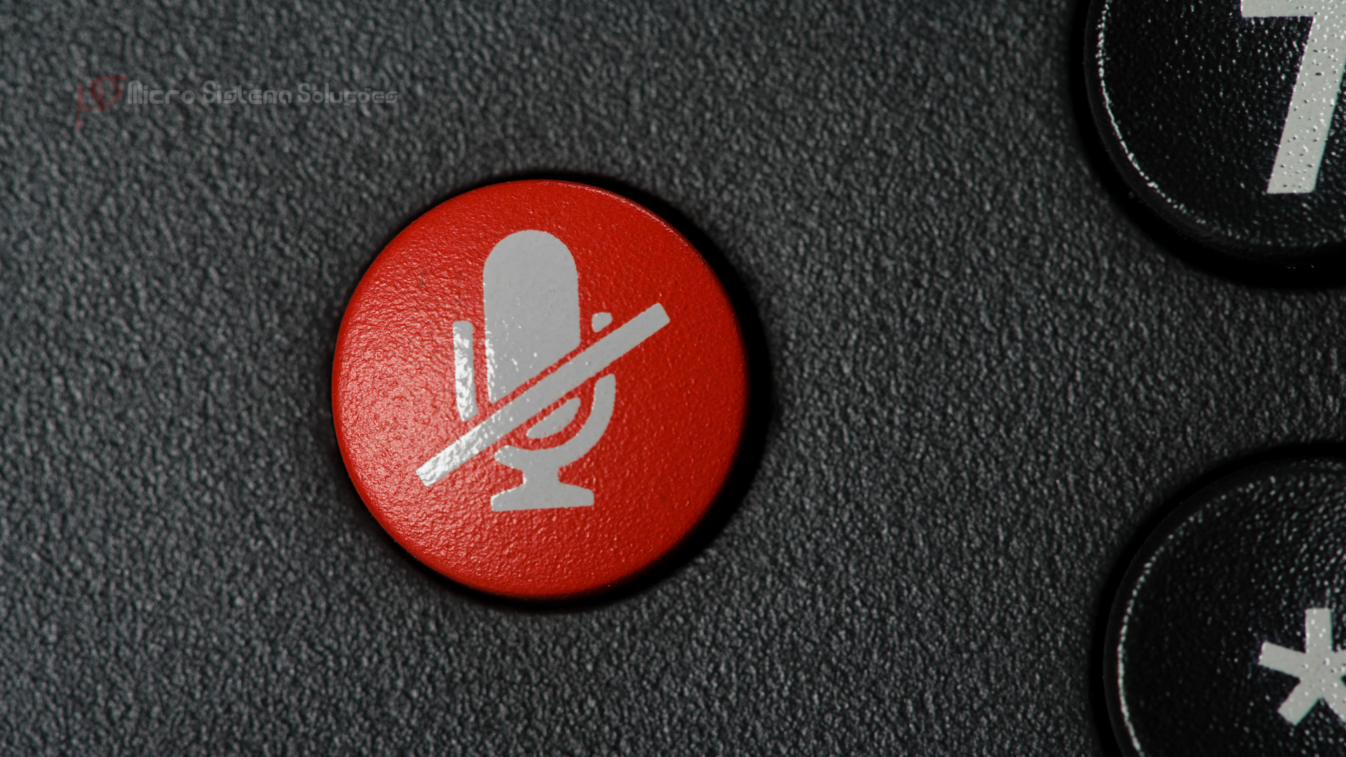 A red button with a microphone icon on it