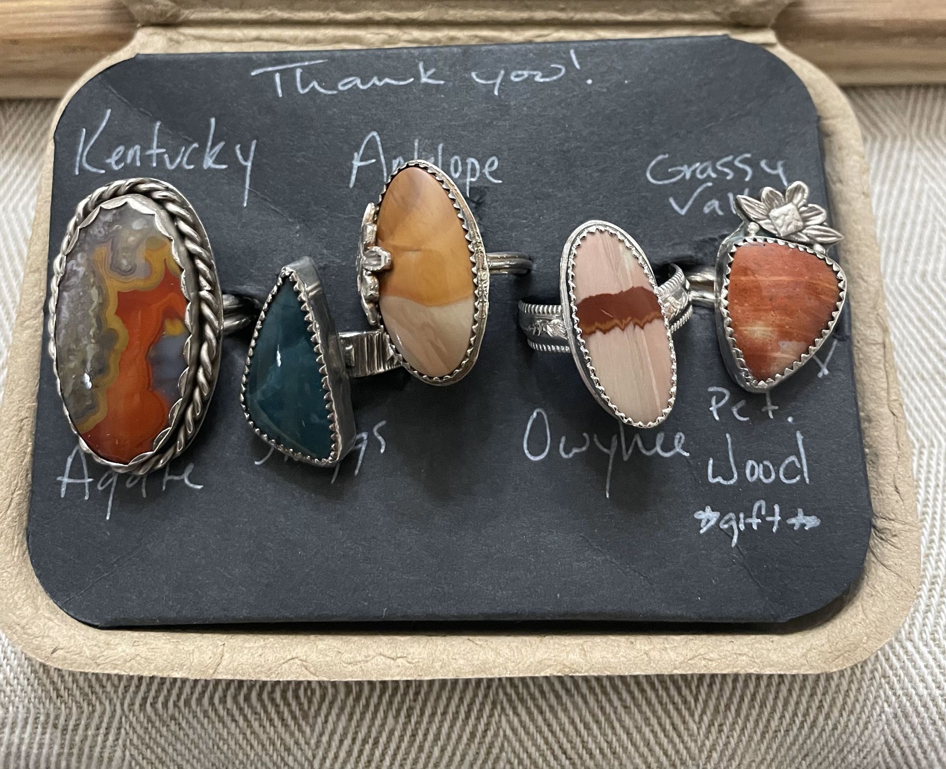 Sterling Silver & Antelope Jasper Ring, Size 10.5