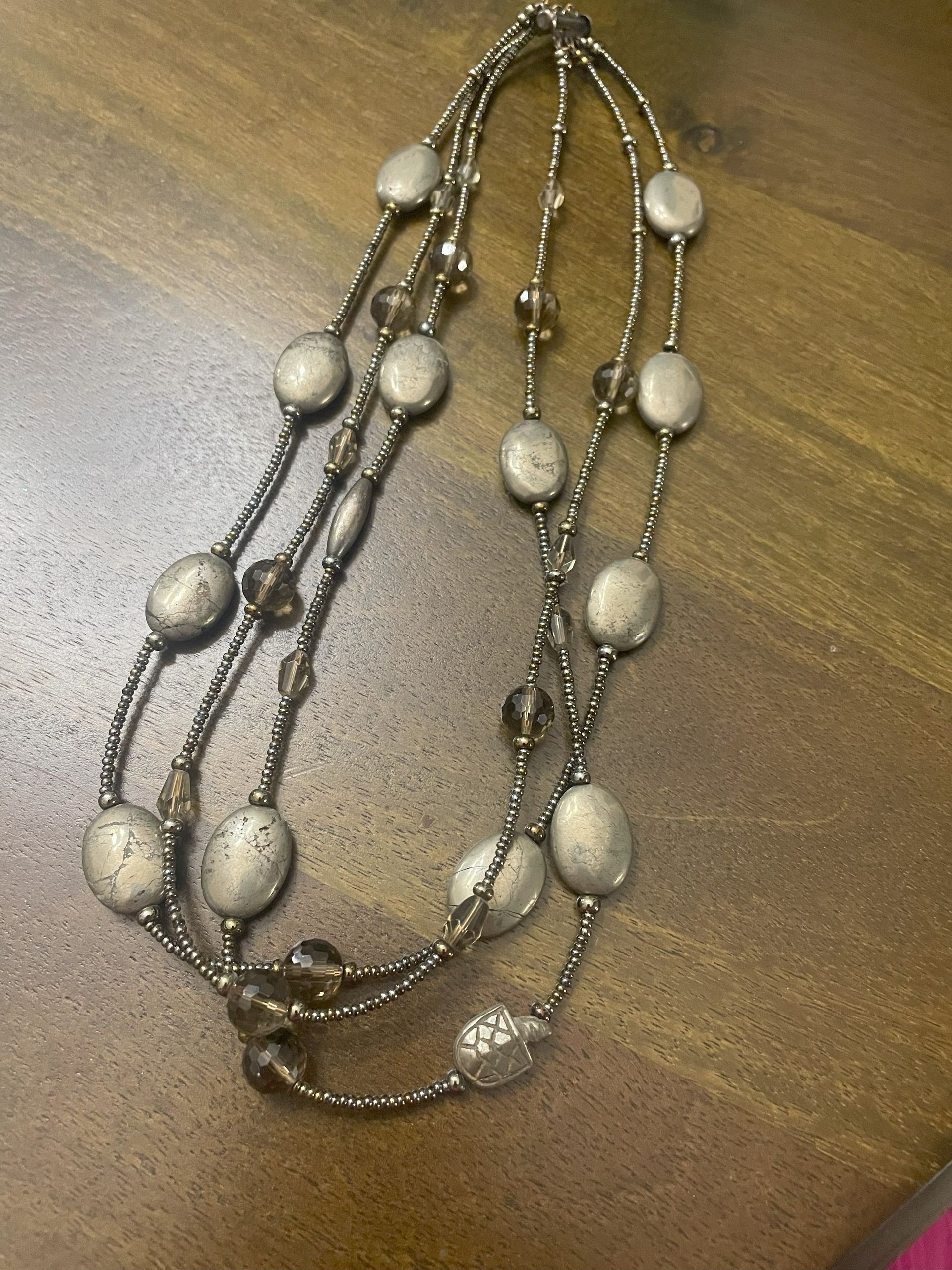 Pyrite & Glass Bead Mutli-Strand Necklace