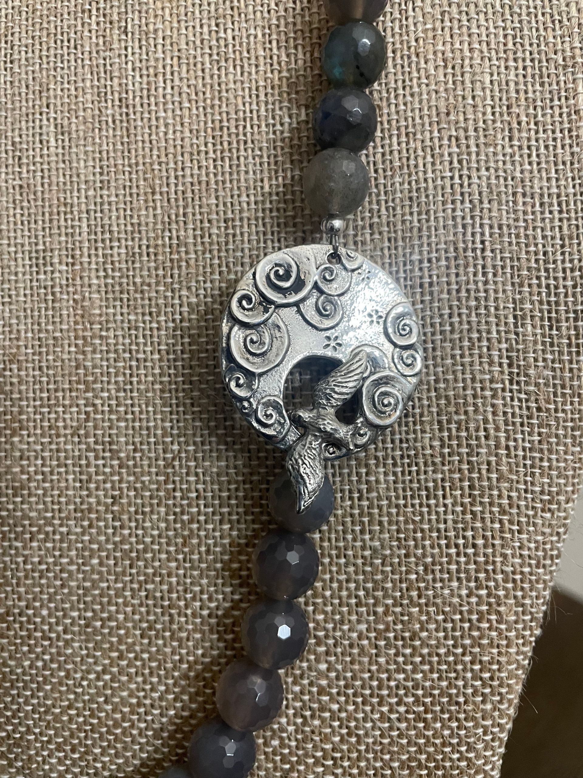 Faceted Gray Agate Necklace