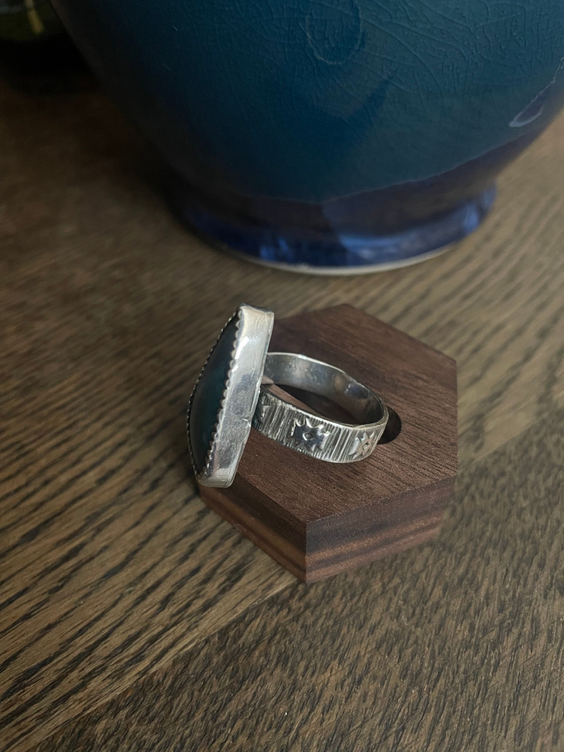 Sterling Silver & Skaggs Jasper Ring, Size 10.5