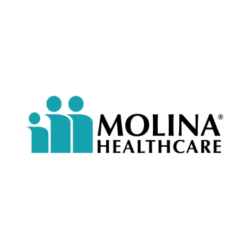 The logo for molina healthcare is blue and black and shows a family.