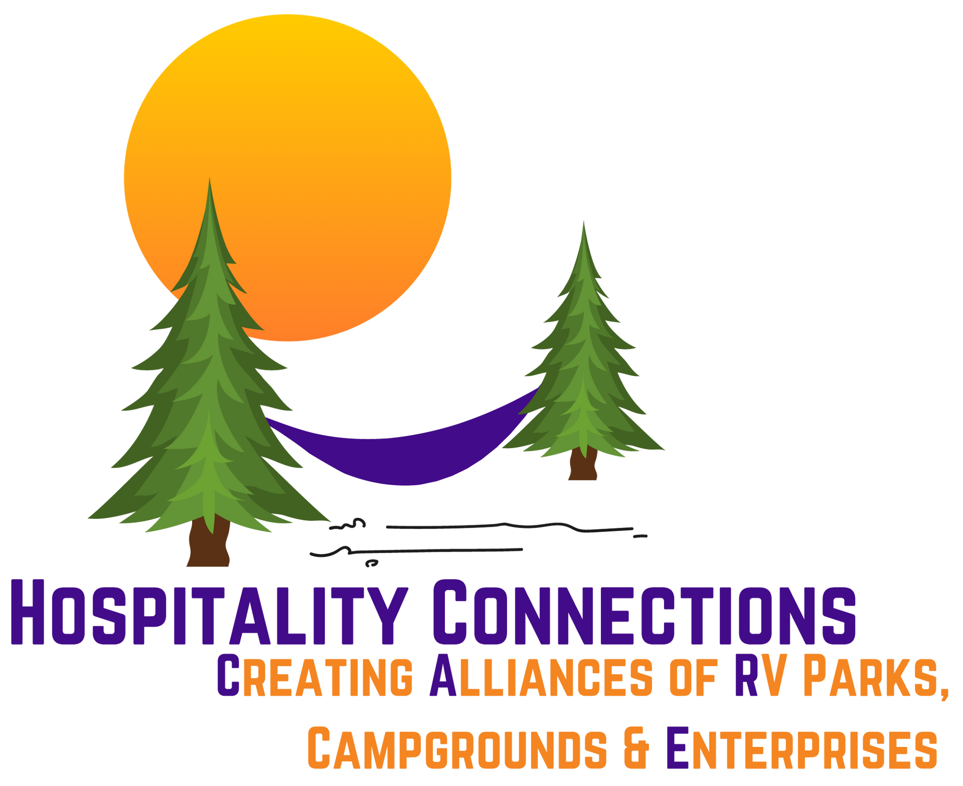 A logo for hospitality connections creating alliances of rv parks campgrounds and enterprises