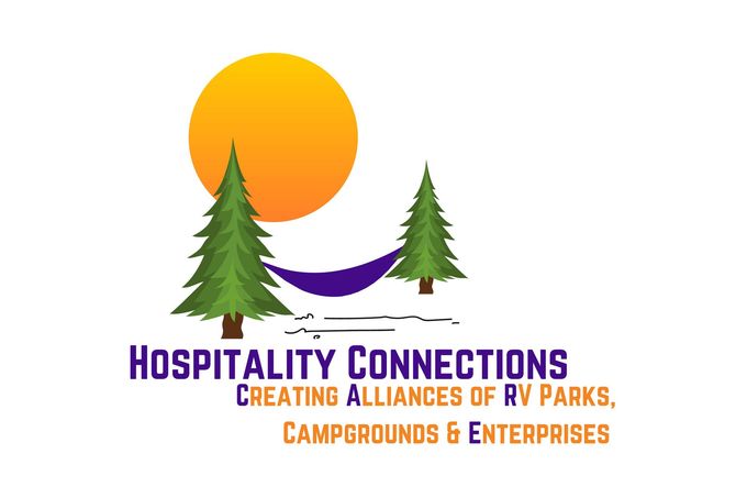 A logo for hospitality connections creating alliances of rv parks campgrounds & enterprises