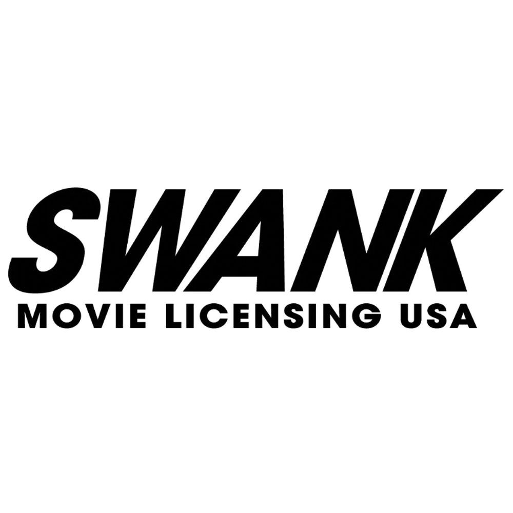 The logo for swank movie licensing usa is black and white.