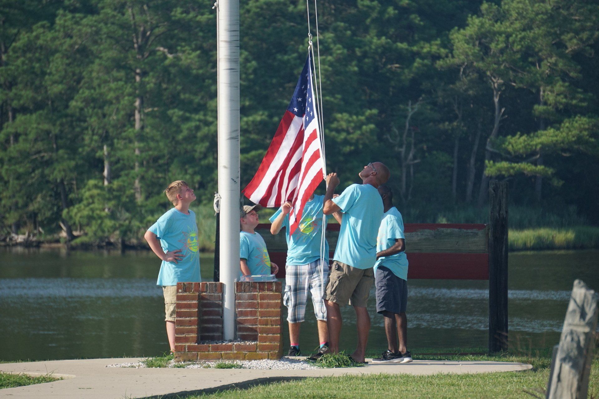 Flag raising at the Delaware Burn Camp 