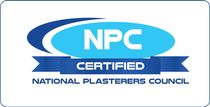 Npc certified national plasterers council logo on a white background