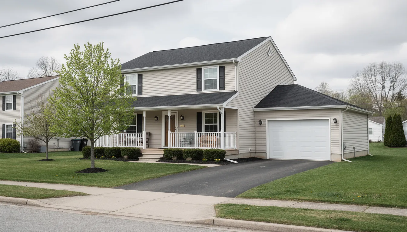 The image depicts a charming family-style home located in Salina, NY, surrounded by a well-maintained lawn and an oak tree, showcasing the inviting atmosphere of the neighborhood. This property is part of the real estate listings available through various agencies, including Howard Hanna and Kirnan Real Estate.