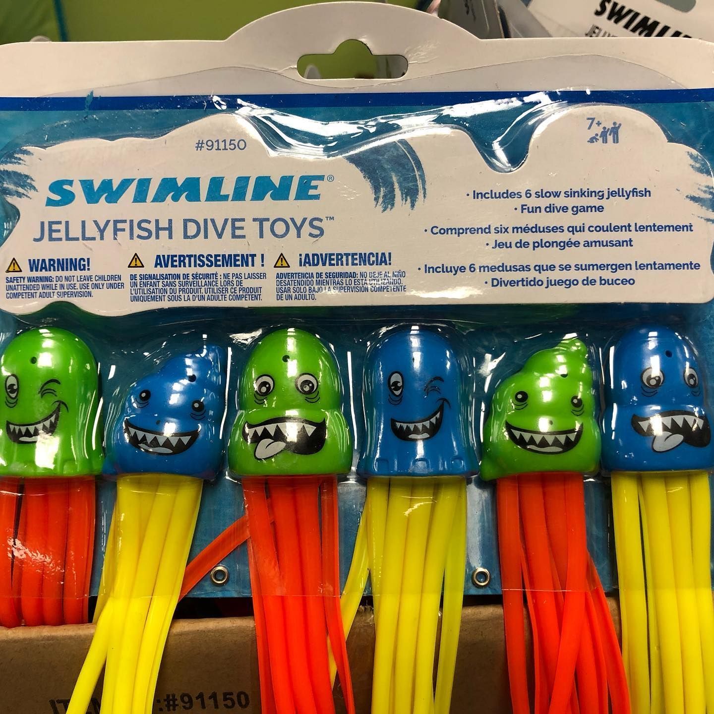 Six colorful jellyfish dive toys in a package.
