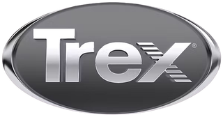 The trex logo is a gray oval with a silver rim.