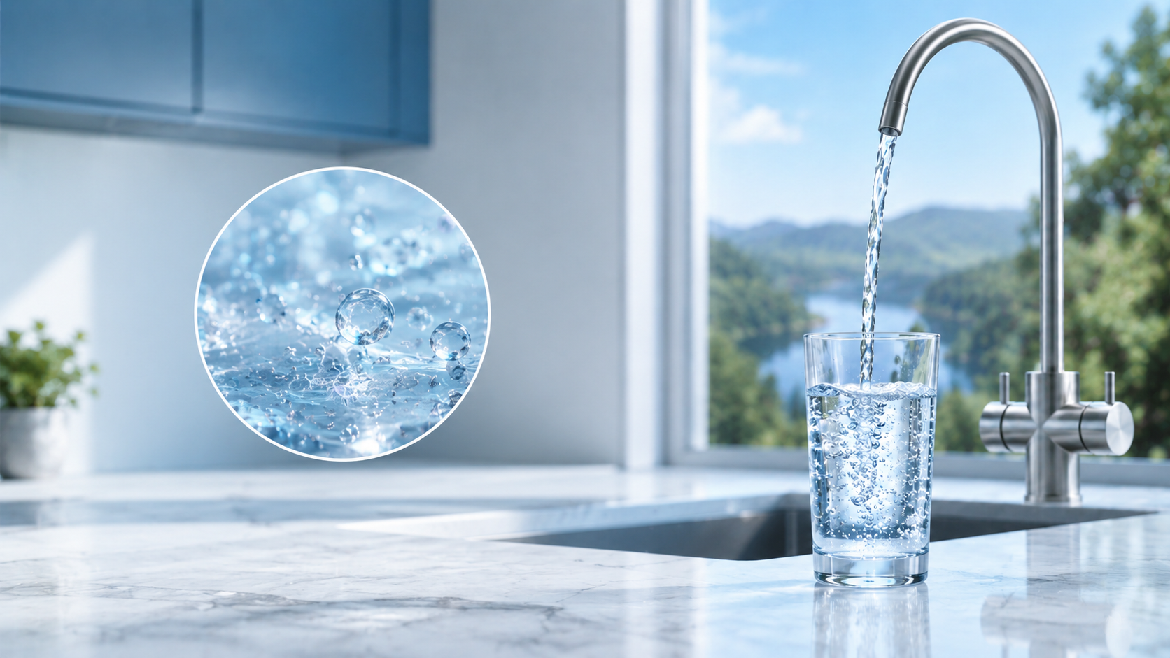 Clean water and zoomed in view.