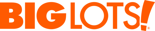 Big Lots! logo in bold orange letters on a white background