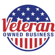 Veteran-owned business logo with red, white, and blue stars and stripes
