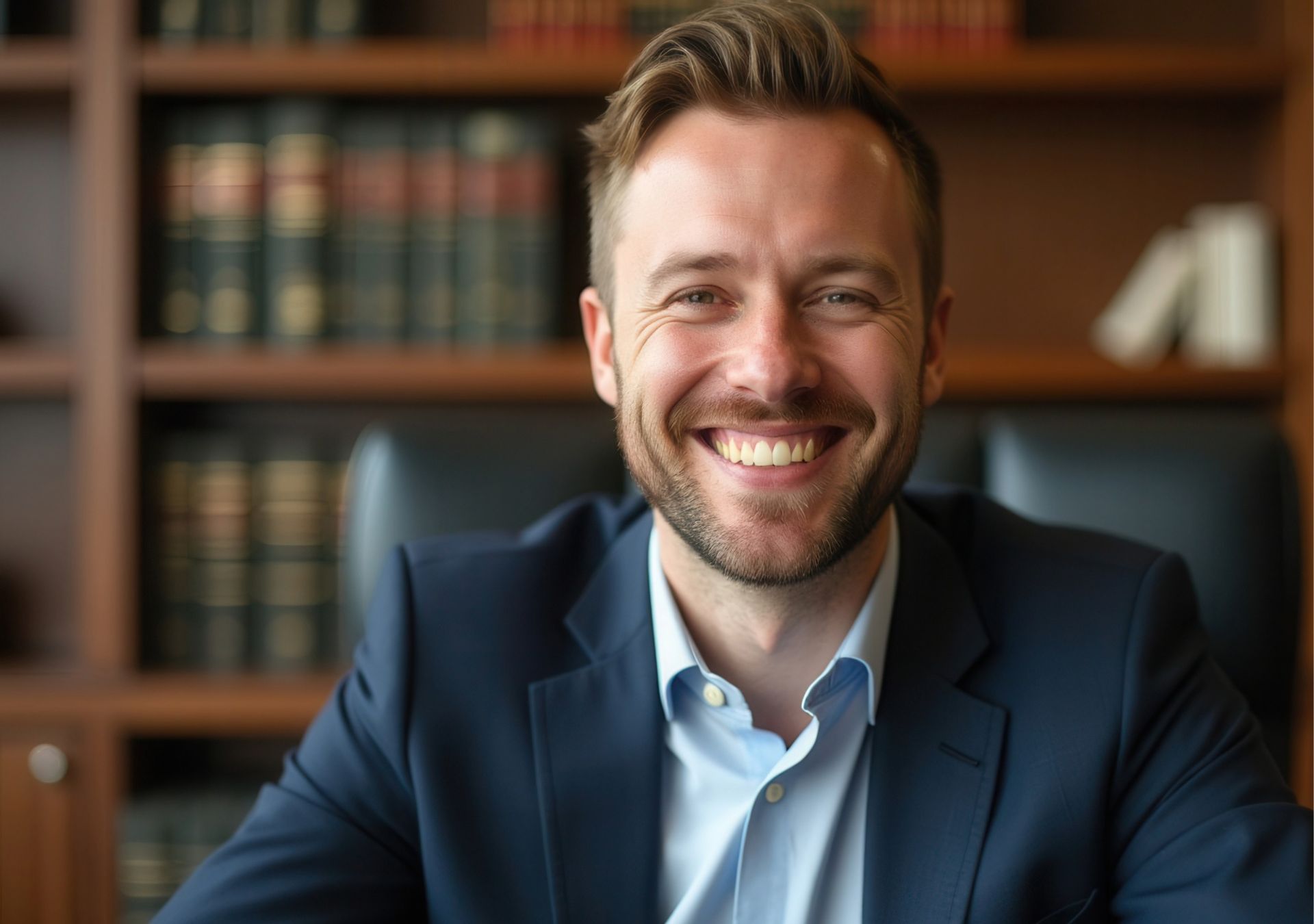 寵物移居法律支援協作意象－律師形象人物於專業環境中，呈現寵物國際運輸流程中所涉及之法規諮詢、風險評估與法律支援角色。