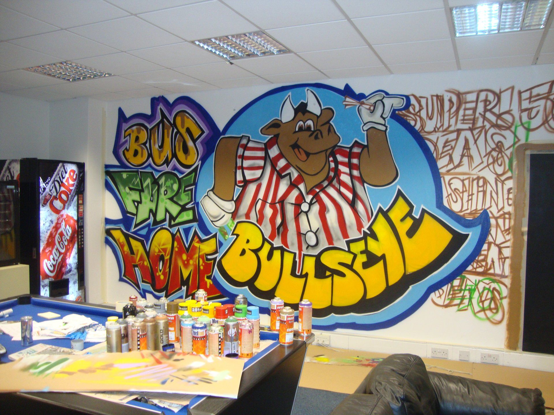 Office Interior Walls Painted with Graffiti Murals