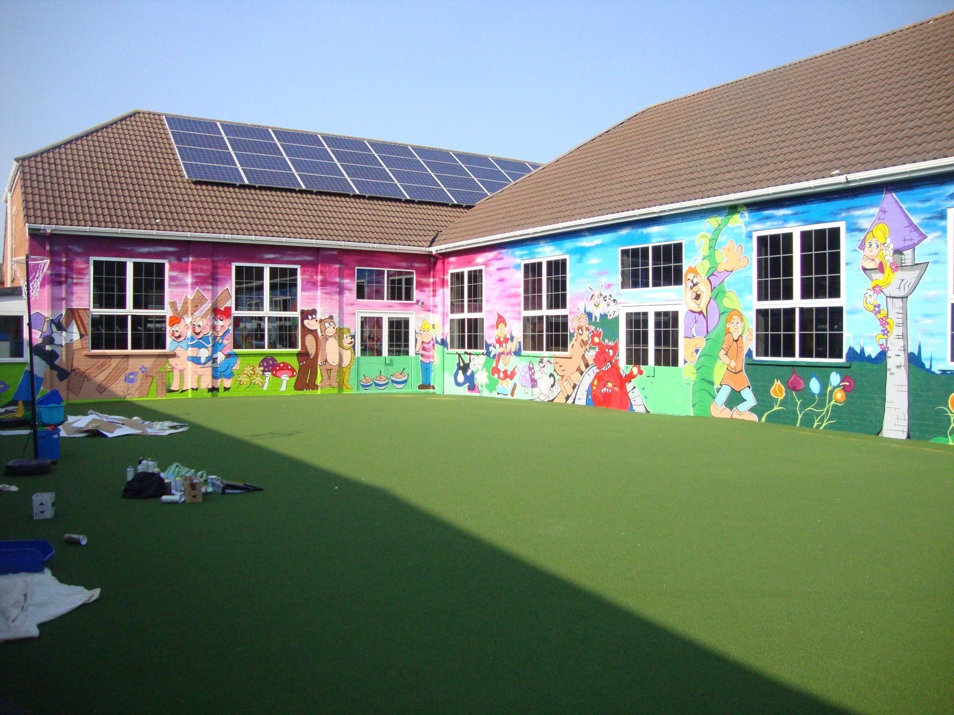 Large school project Graffiti on a courtyard Knowle Park Primary School