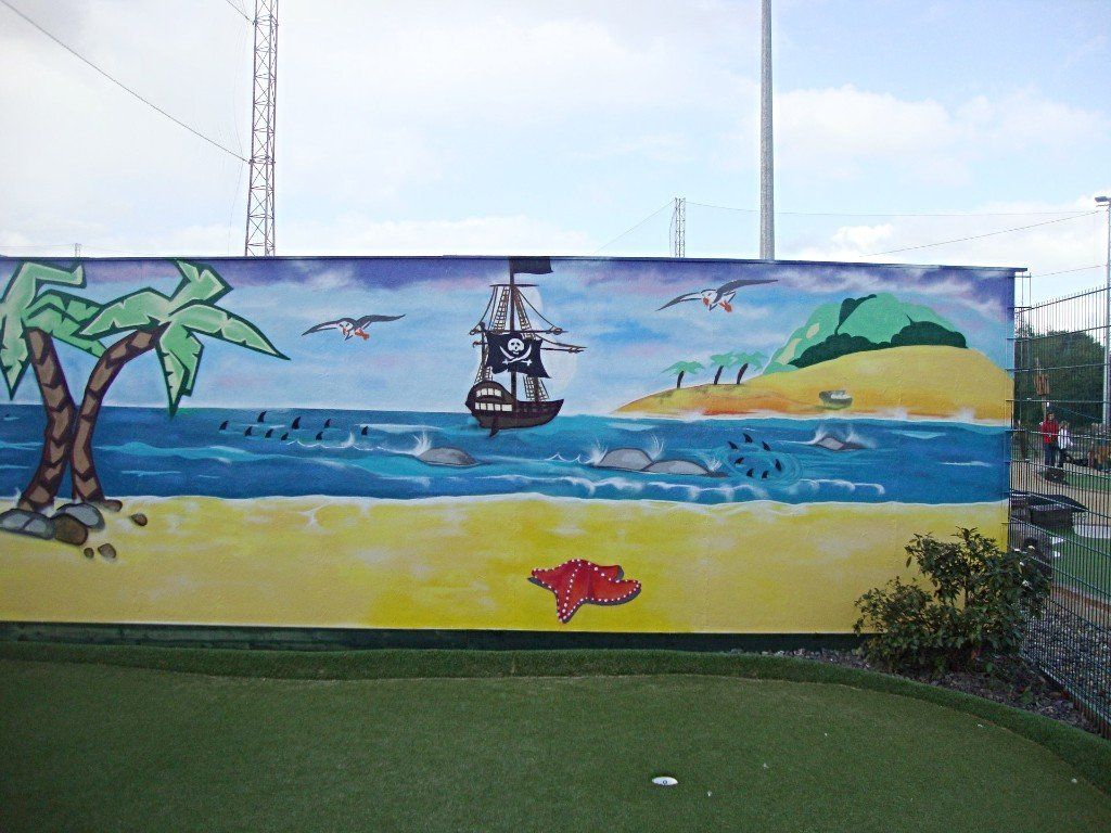 Seaside priate themed graffiti mural Bristol