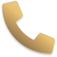 Ein goldenes Telefonsymbol auf weißem Hintergrund.