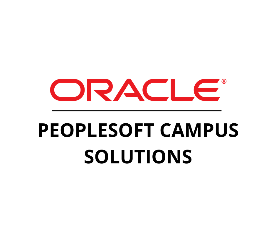 Het Oracle PeopleSoft Campus Solutions-logo in rood en zwart op een witte achtergrond.