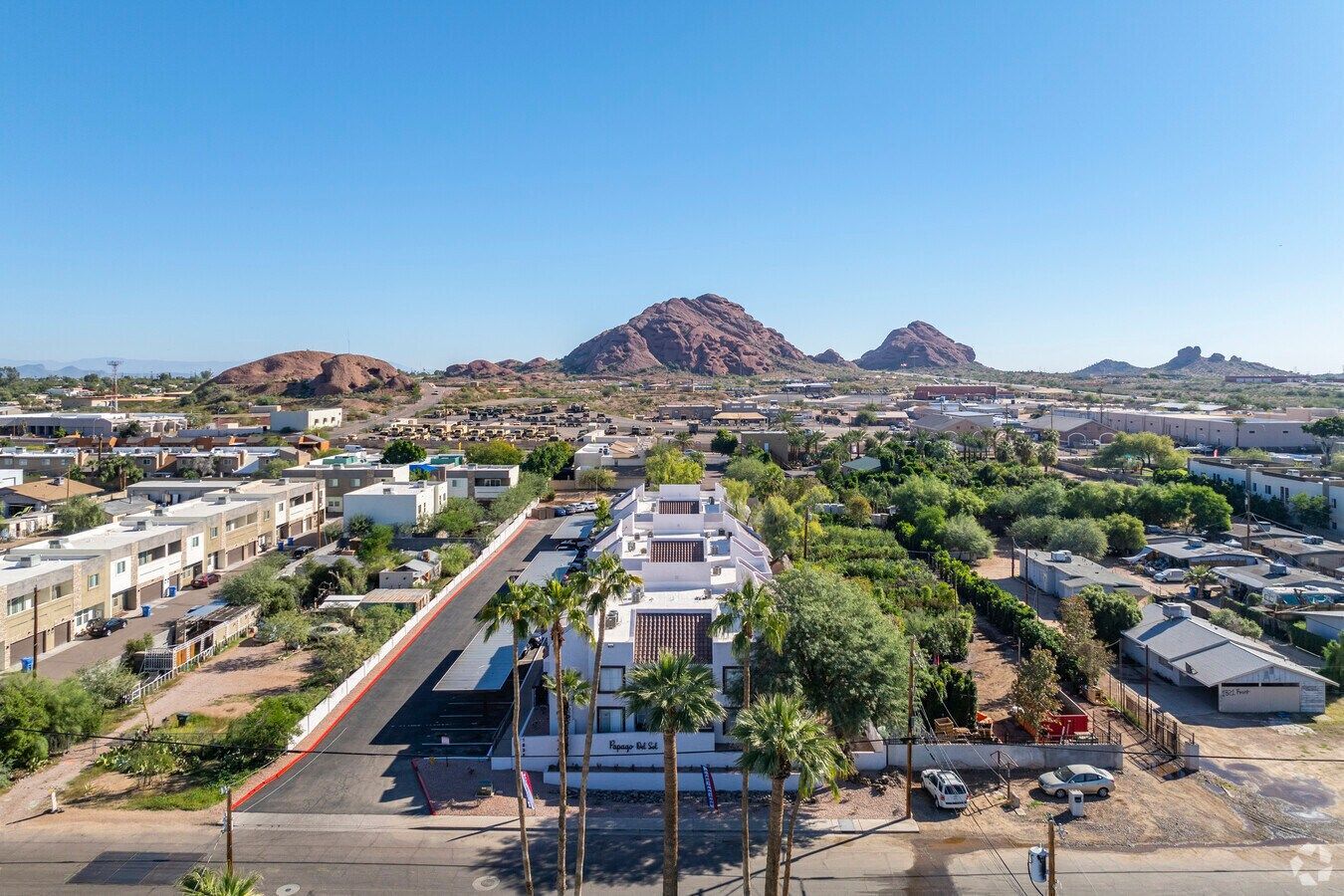 Photo of the apartment complex seen from a bird's eye point of view