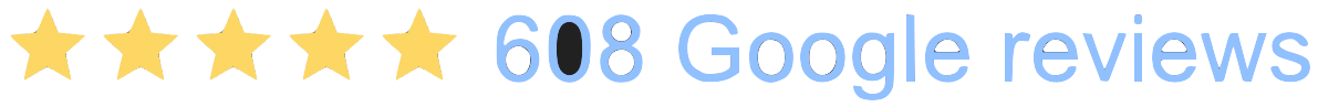 A google logo with five stars on it on a white background.