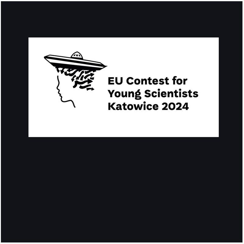 A black and white logo for the eu contest for young scientists
