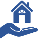 A hand is holding a house in its palm.