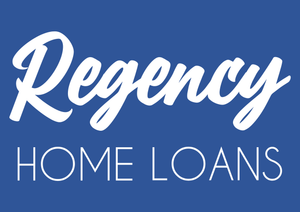 The regency home loans logo is white on a blue background.