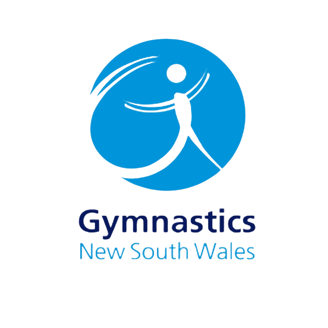 A blue logo for gymnastics new south wales