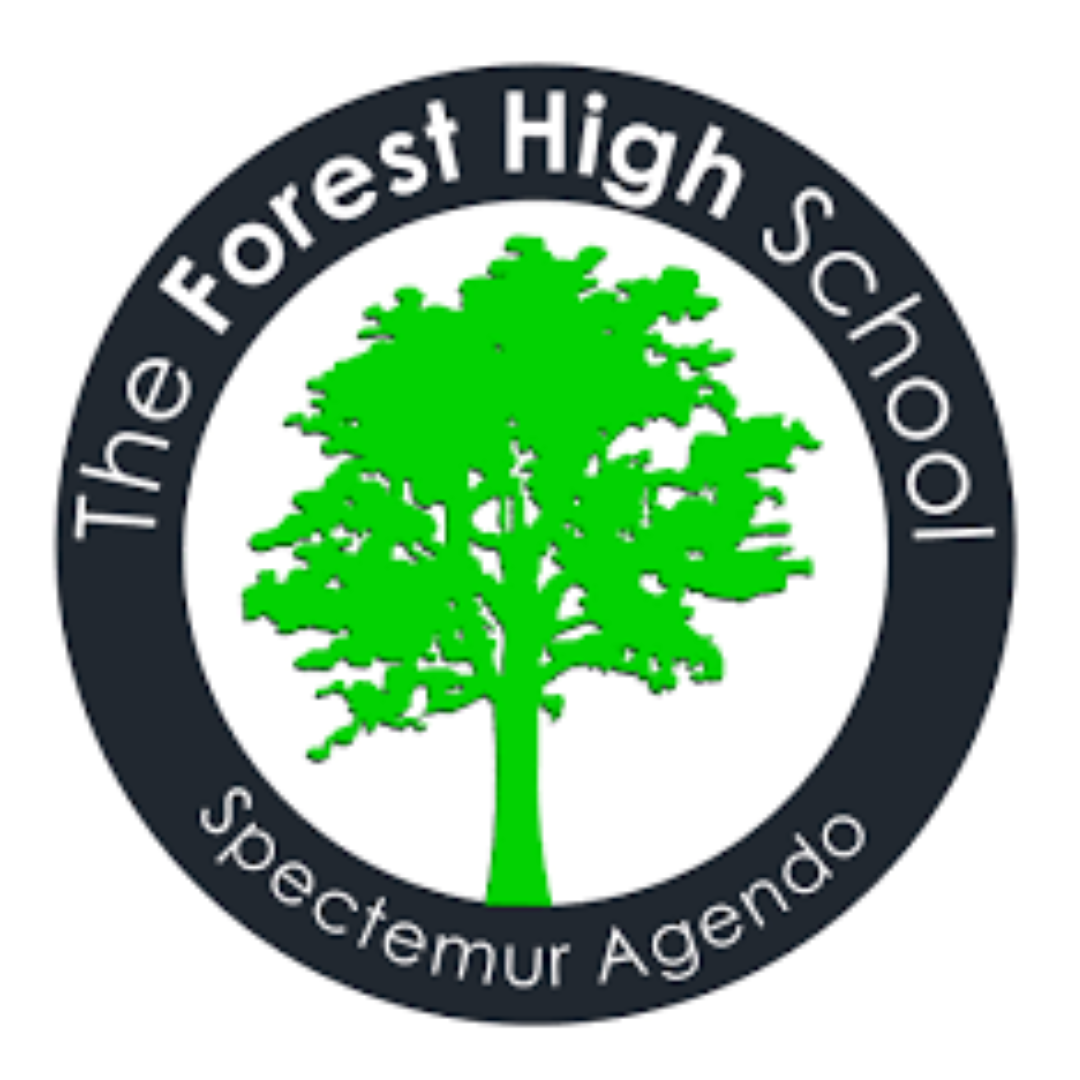 A logo for the forest high school with a tree in the center