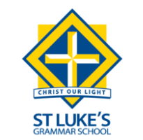 A logo for st luke 's grammar school with a cross