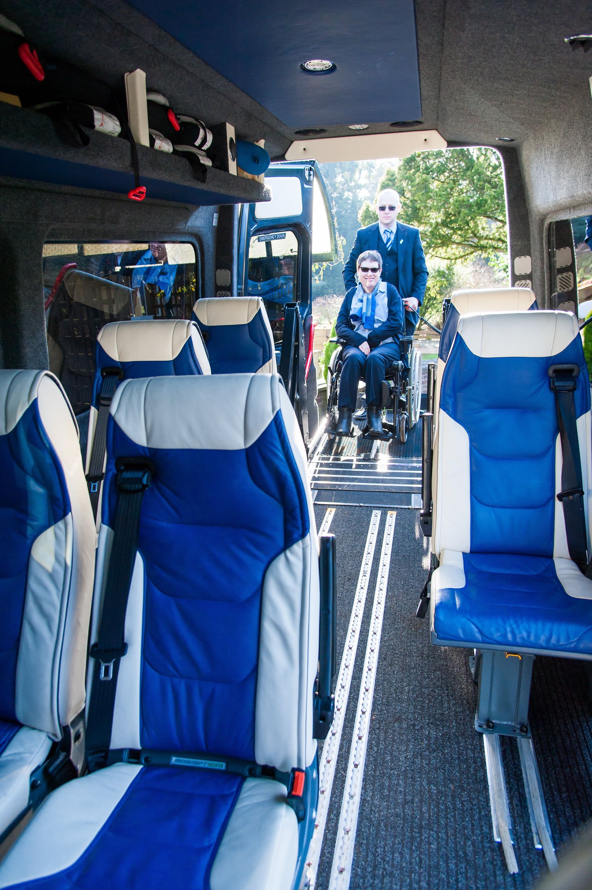 inside of accessible minibus