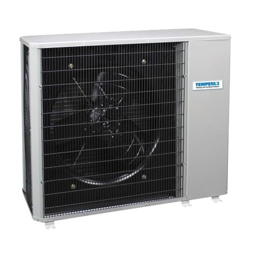 A black and white air conditioner with a fan on a white background.