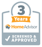 A sticker that says `` 3 years home advisor screened and approved ''.