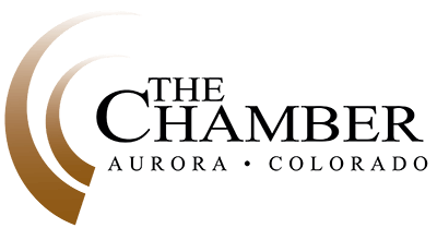 A logo for the chamber of aurora colorado