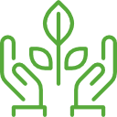 Icon of two hands and a leaf