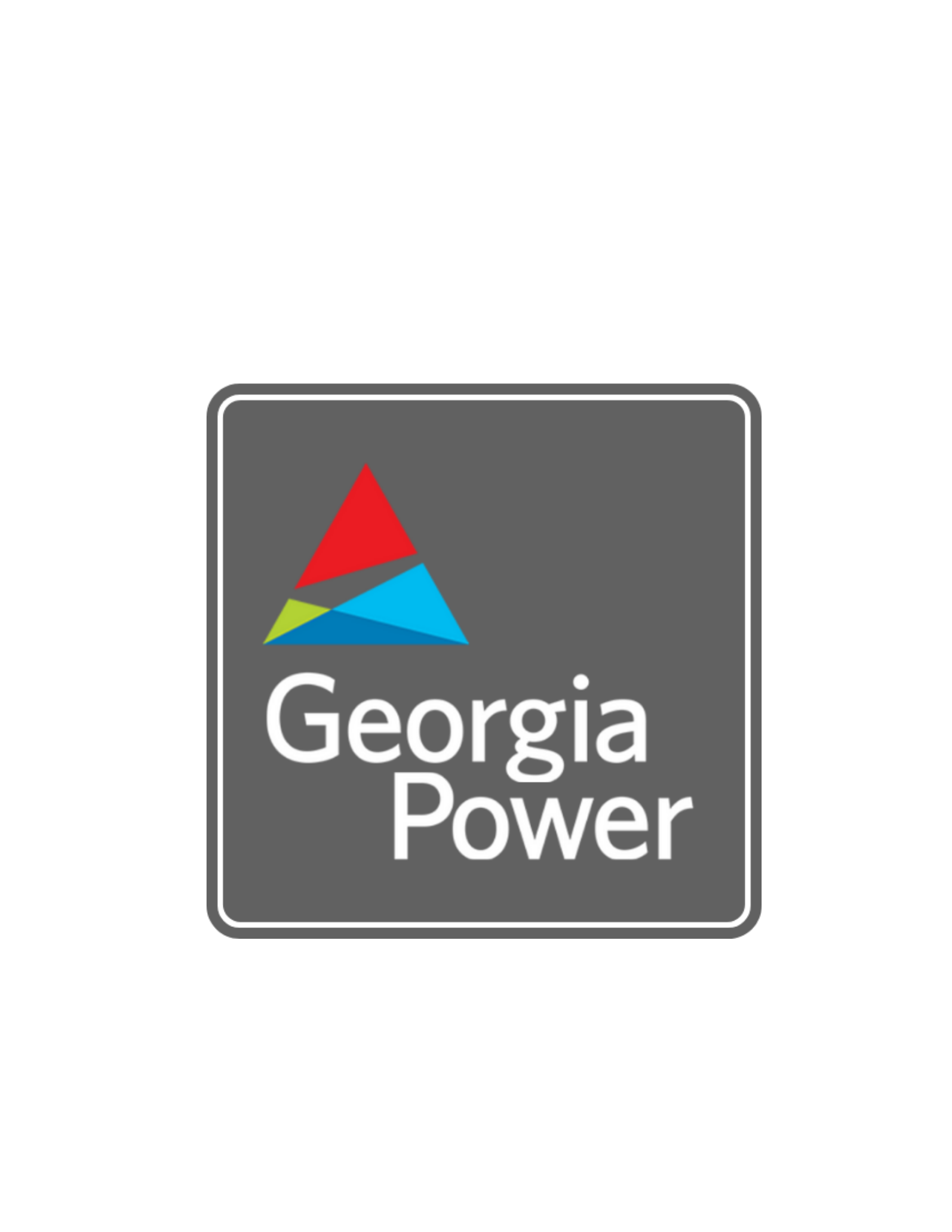 Georgia Power logo: Grey square with colorful triangle, and company name.
