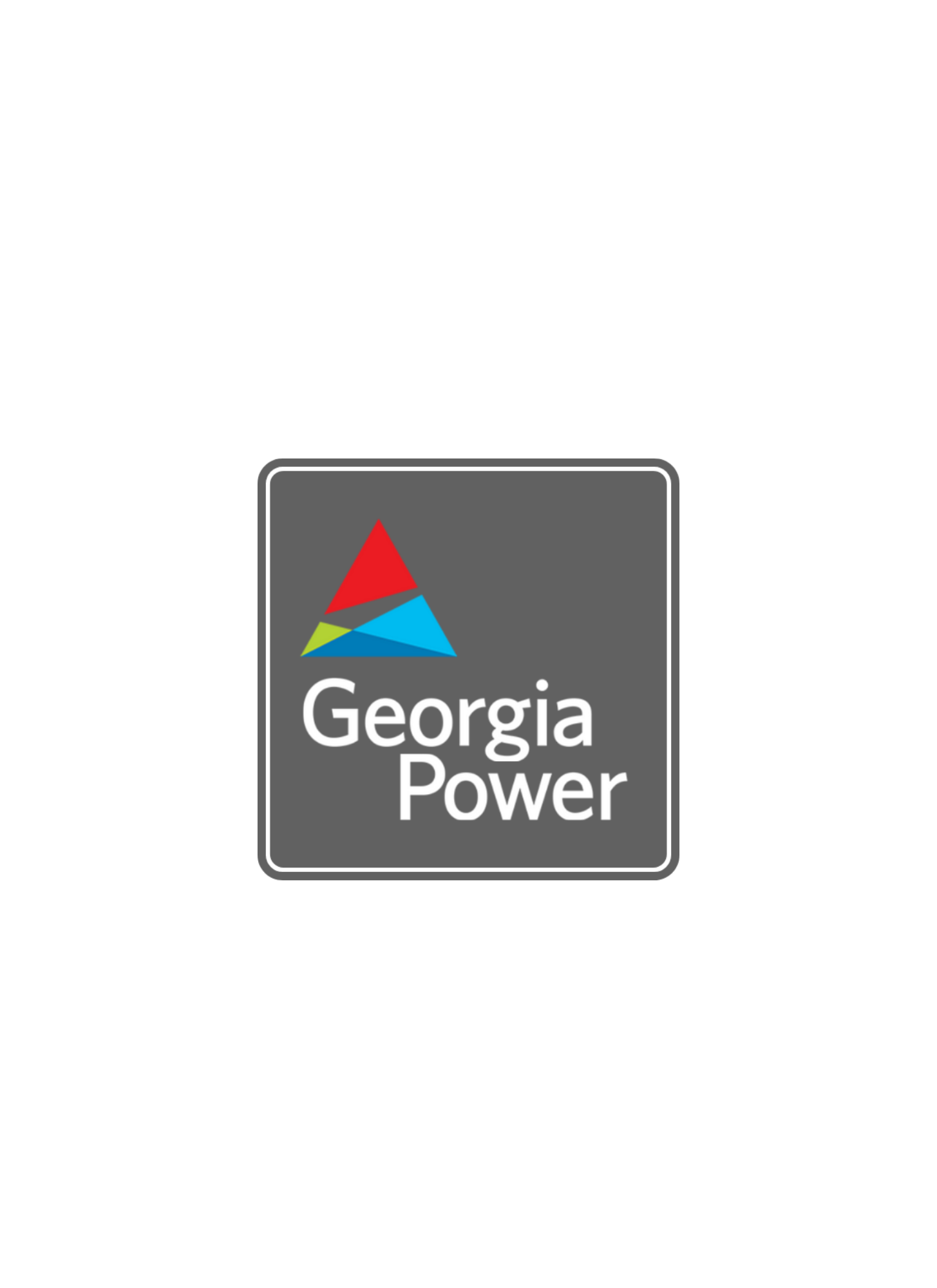 Georgia Power logo: Grey square with colorful triangle, and company name.