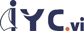 A blue and white logo for a company called yc.vi