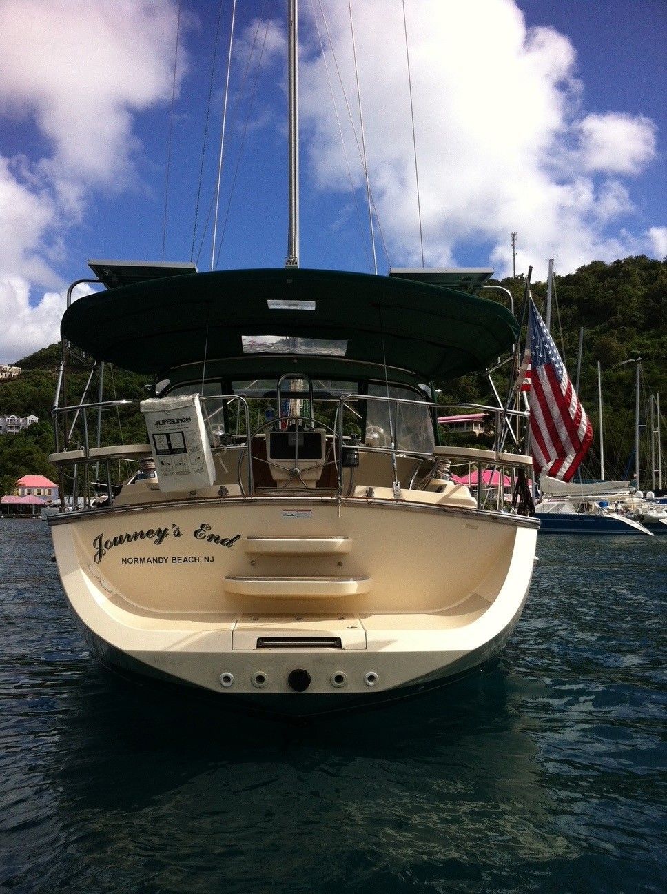 Sailboat stern with name