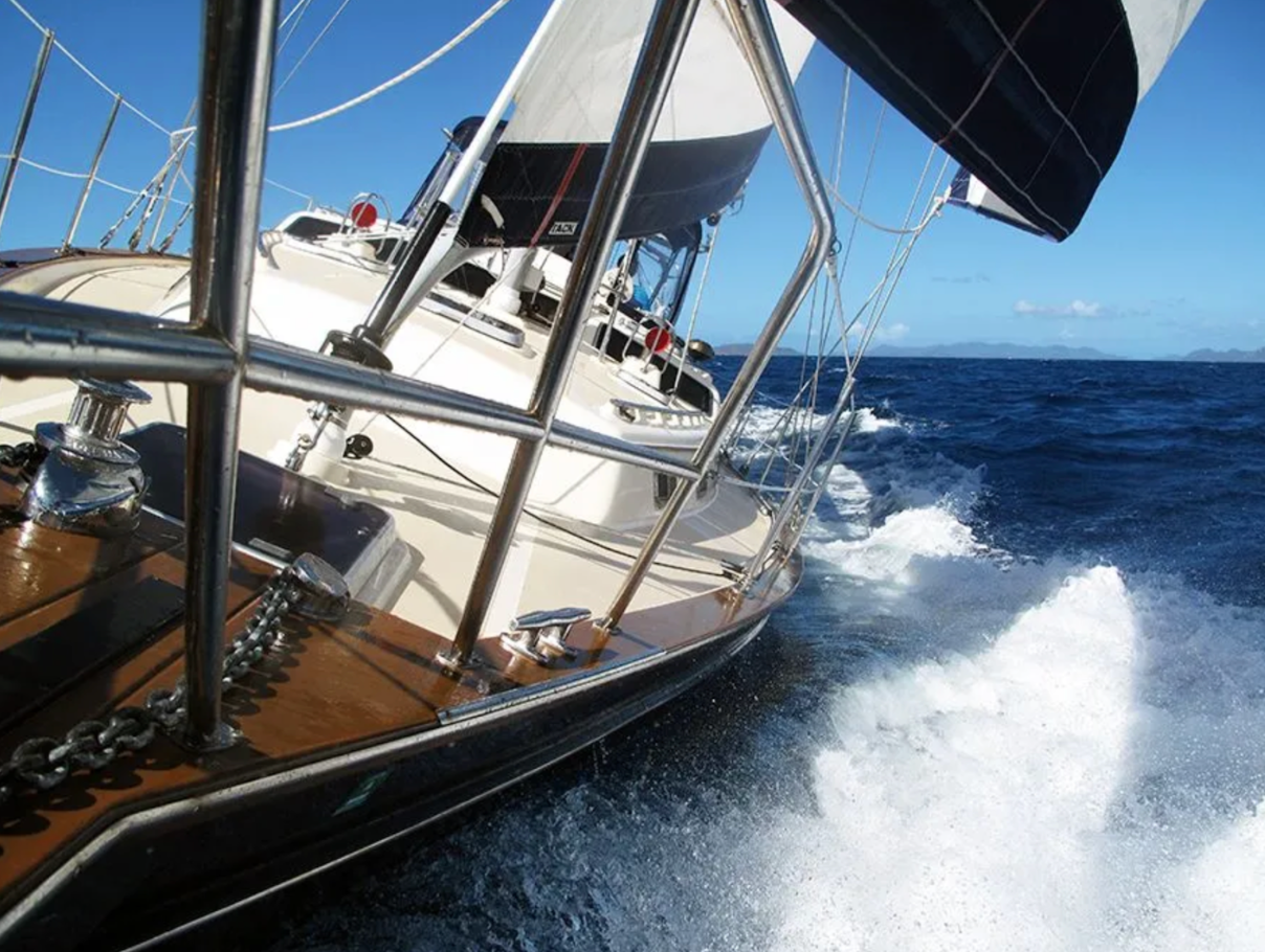 Yacht sailing in water