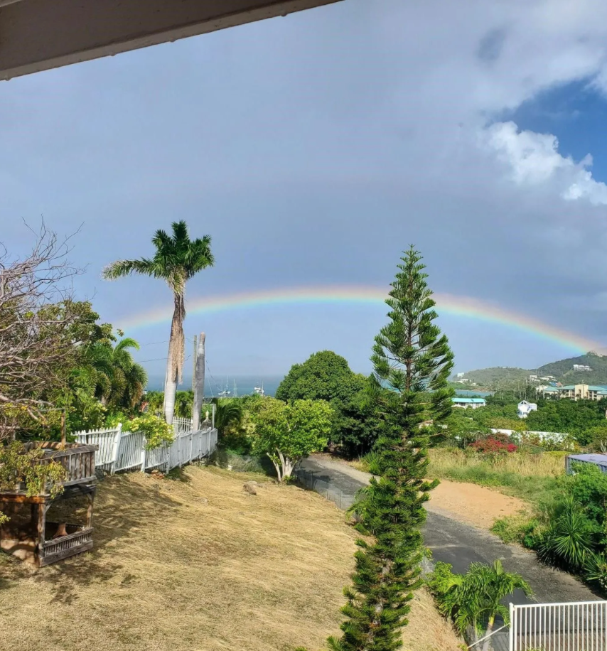 Beautiful rainbow over the USVI from the viewpoint of Villa Nathalie