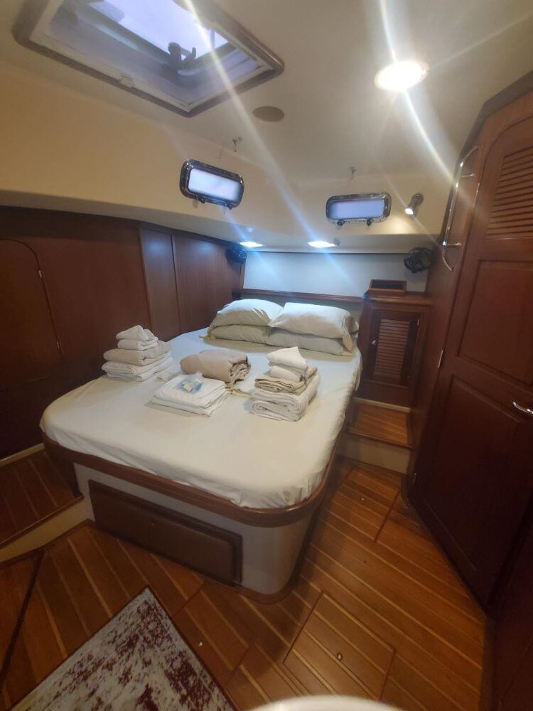 There is a large bed in the middle of the room.