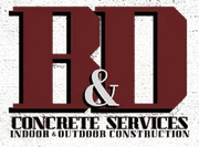 The logo for H & D Concrete services indoor and outdoor construction