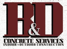 The logo for H & D Concrete services indoor and outdoor construction